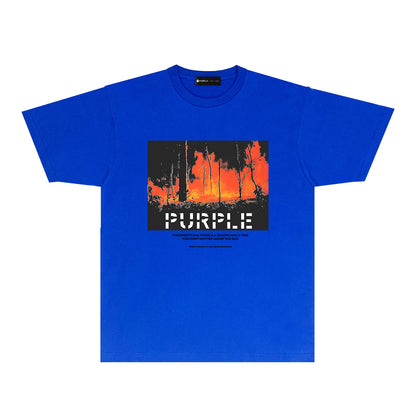 Purple Forest Wildfire Graphic T-Shirt Short Sleeve Casual Streetwear Tee PUR134