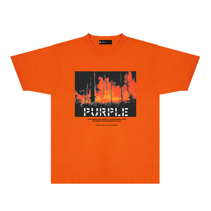 Purple Forest Wildfire Graphic T-Shirt Short Sleeve Casual Streetwear Tee PUR134