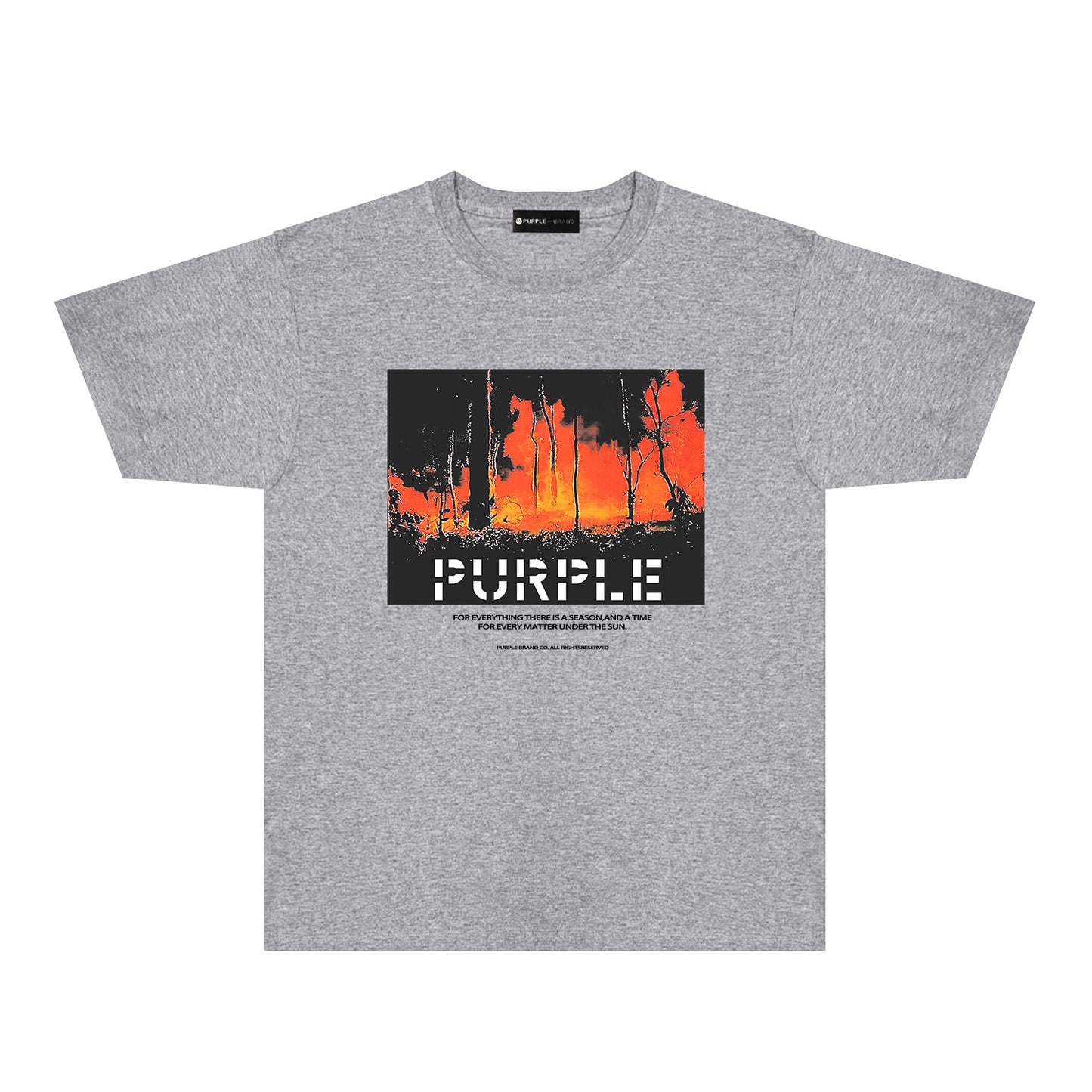 Purple Forest Wildfire Graphic T-Shirt Short Sleeve Casual Streetwear Tee PUR134
