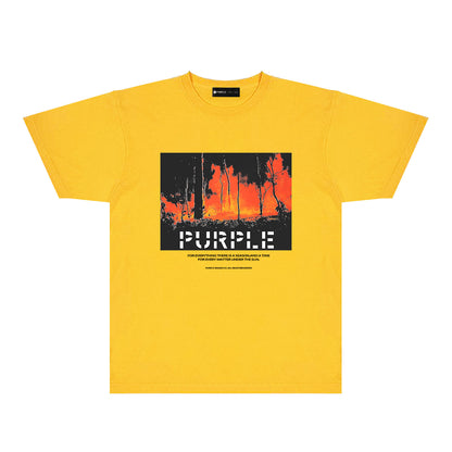 Purple Forest Wildfire Graphic T-Shirt Short Sleeve Casual Streetwear Tee PUR134