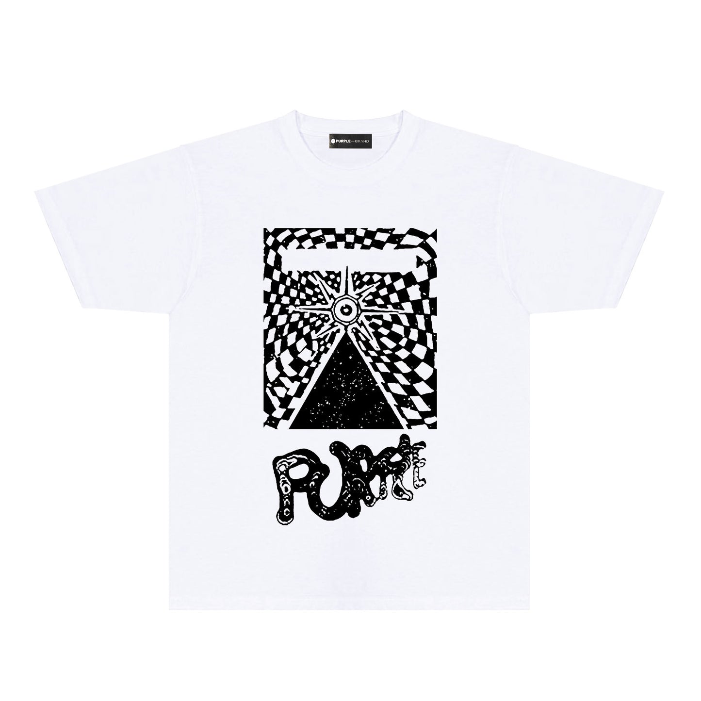 Purple Abstract Spider Web Graphic T-Shirt Short Sleeve Casual Streetwear Tee PUR137