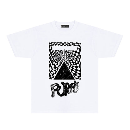 Purple Abstract Spider Web Graphic T-Shirt Short Sleeve Casual Streetwear Tee PUR137