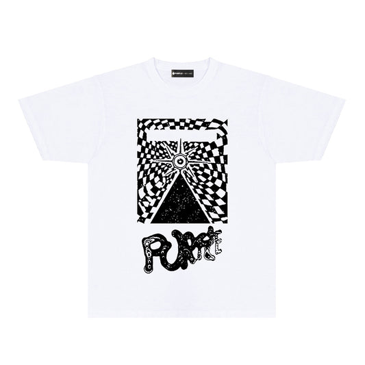 Purple Abstract Spider Web Graphic T-Shirt Short Sleeve Casual Streetwear Tee PUR137
