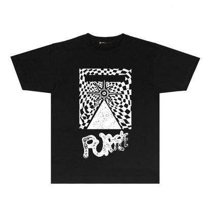 Purple Abstract Spider Web Graphic T-Shirt Short Sleeve Casual Streetwear Tee PUR137