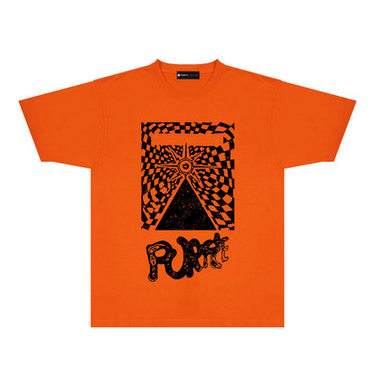 Purple Abstract Spider Web Graphic T-Shirt Short Sleeve Casual Streetwear Tee PUR137