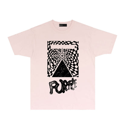Purple Abstract Spider Web Graphic T-Shirt Short Sleeve Casual Streetwear Tee PUR137