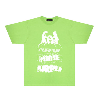 Purple White Graffiti Graphic T-Shirt Short Sleeve Casual Streetwear Tee PUR138