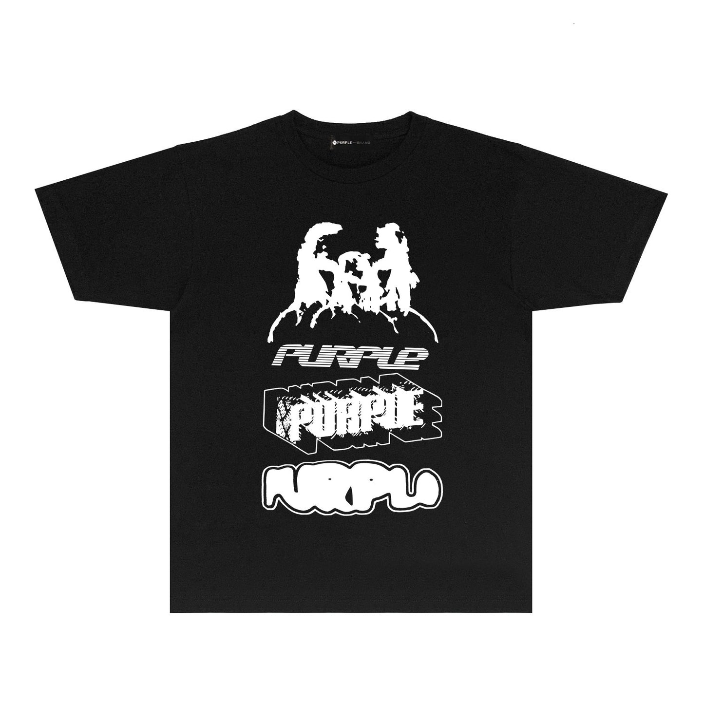 Purple White Graffiti Graphic T-Shirt Short Sleeve Casual Streetwear Tee PUR138