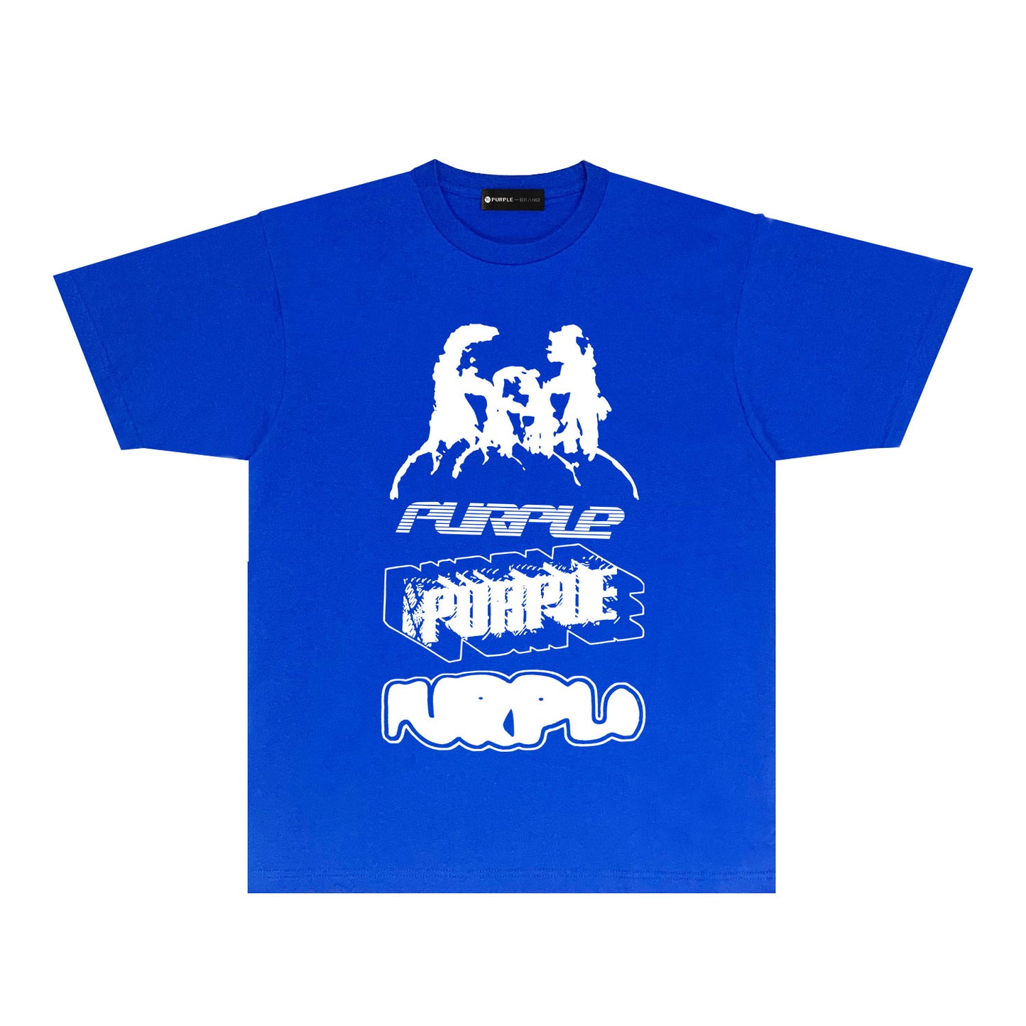 Purple White Graffiti Graphic T-Shirt Short Sleeve Casual Streetwear Tee PUR138