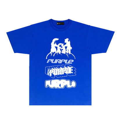 Purple White Graffiti Graphic T-Shirt Short Sleeve Casual Streetwear Tee PUR138