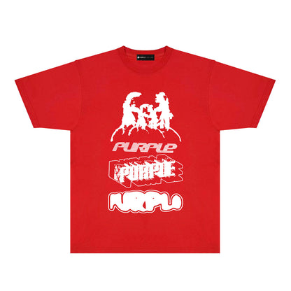 Purple White Graffiti Graphic T-Shirt Short Sleeve Casual Streetwear Tee PUR138