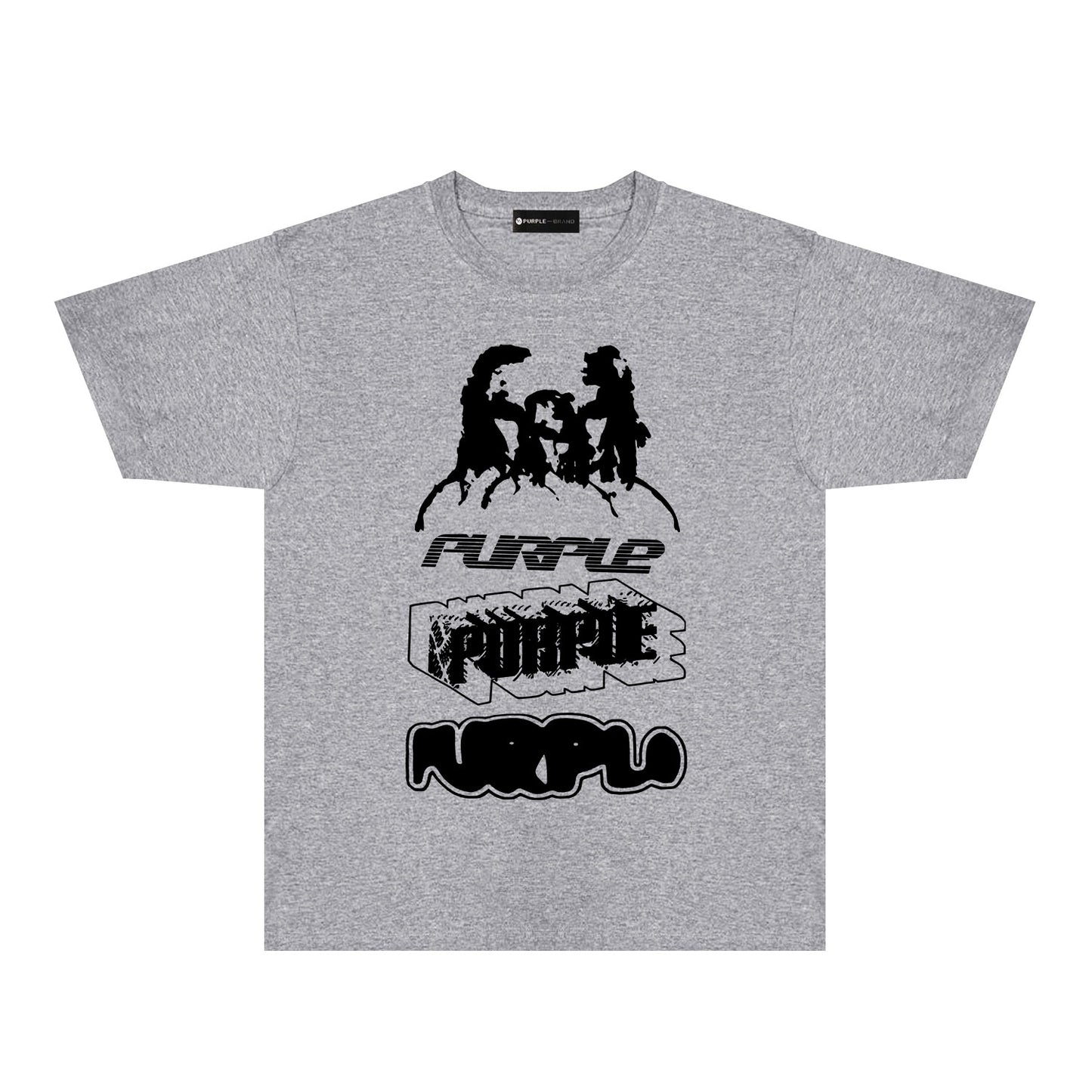 Purple White Graffiti Graphic T-Shirt Short Sleeve Casual Streetwear Tee PUR138