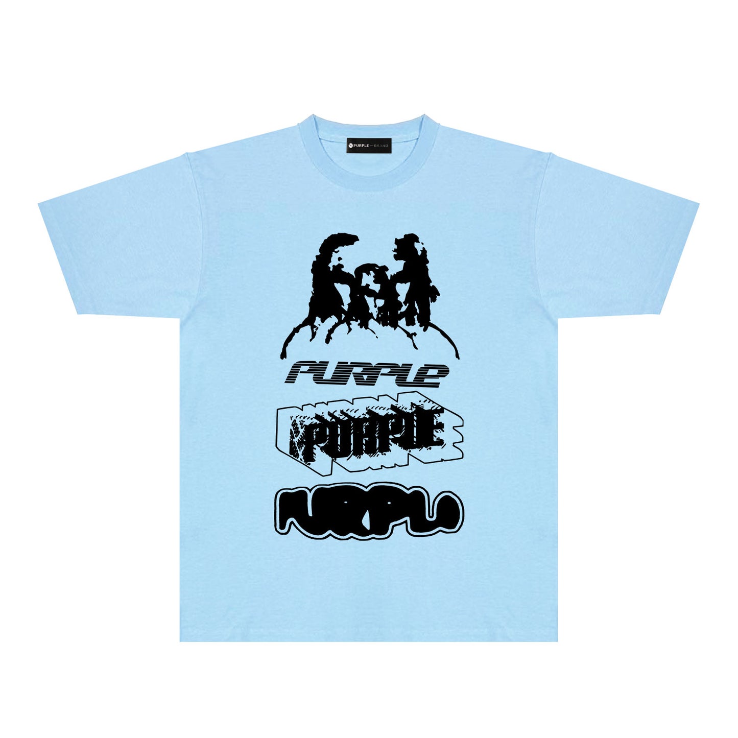 Purple White Graffiti Graphic T-Shirt Short Sleeve Casual Streetwear Tee PUR138