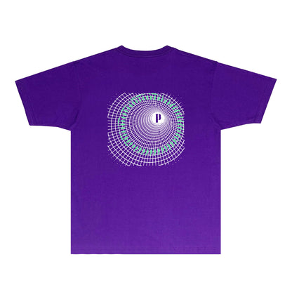Purple Radio Grid Graphic T-Shirt Short Sleeve Casual Streetwear Tee PUR141