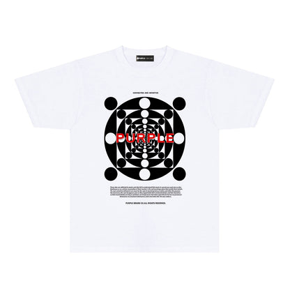 Purple Dot Perspective Graphic T-Shirt Short Sleeve Casual Streetwear Tee PUR142