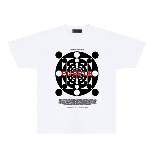 Purple Dot Perspective Graphic T-Shirt Short Sleeve Casual Streetwear Tee PUR142