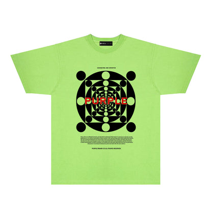 Purple Dot Perspective Graphic T-Shirt Short Sleeve Casual Streetwear Tee PUR142