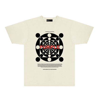 Purple Dot Perspective Graphic T-Shirt Short Sleeve Casual Streetwear Tee PUR142