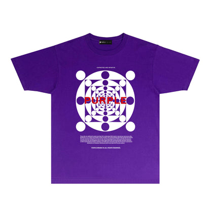 Purple Dot Perspective Graphic T-Shirt Short Sleeve Casual Streetwear Tee PUR142