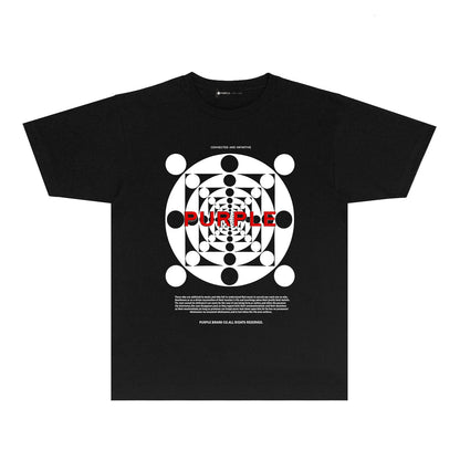 Purple Dot Perspective Graphic T-Shirt Short Sleeve Casual Streetwear Tee PUR142