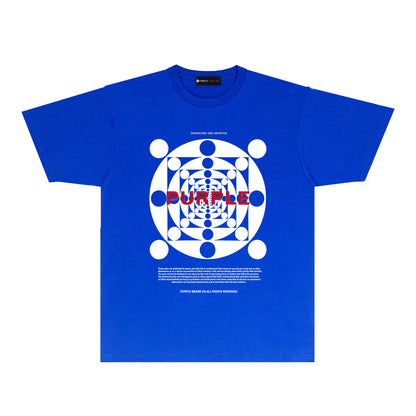 Purple Dot Perspective Graphic T-Shirt Short Sleeve Casual Streetwear Tee PUR142