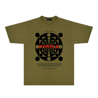 Purple Dot Perspective Graphic T-Shirt Short Sleeve Casual Streetwear Tee PUR142
