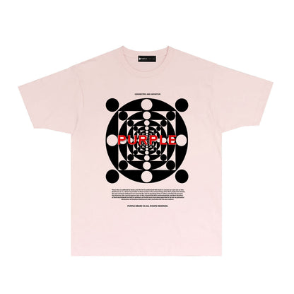 Purple Dot Perspective Graphic T-Shirt Short Sleeve Casual Streetwear Tee PUR142