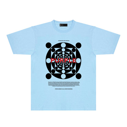 Purple Dot Perspective Graphic T-Shirt Short Sleeve Casual Streetwear Tee PUR142