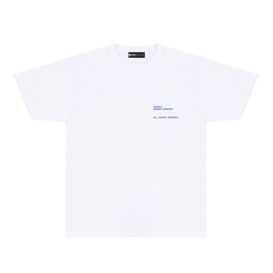 Purple Blue Letter Graphic T-Shirt Short Sleeve Casual Streetwear Tee PUR145