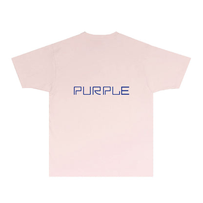 Purple Blue Letter Graphic T-Shirt Short Sleeve Casual Streetwear Tee PUR145