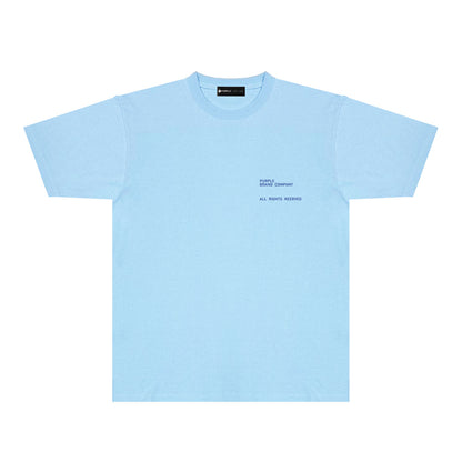 Purple Blue Letter Graphic T-Shirt Short Sleeve Casual Streetwear Tee PUR145
