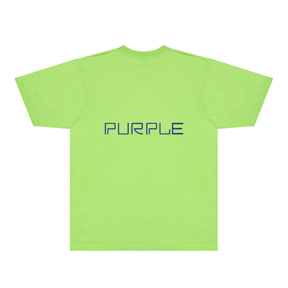 Purple Blue Letter Graphic T-Shirt Short Sleeve Casual Streetwear Tee PUR145