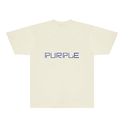 Purple Blue Letter Graphic T-Shirt Short Sleeve Casual Streetwear Tee PUR145