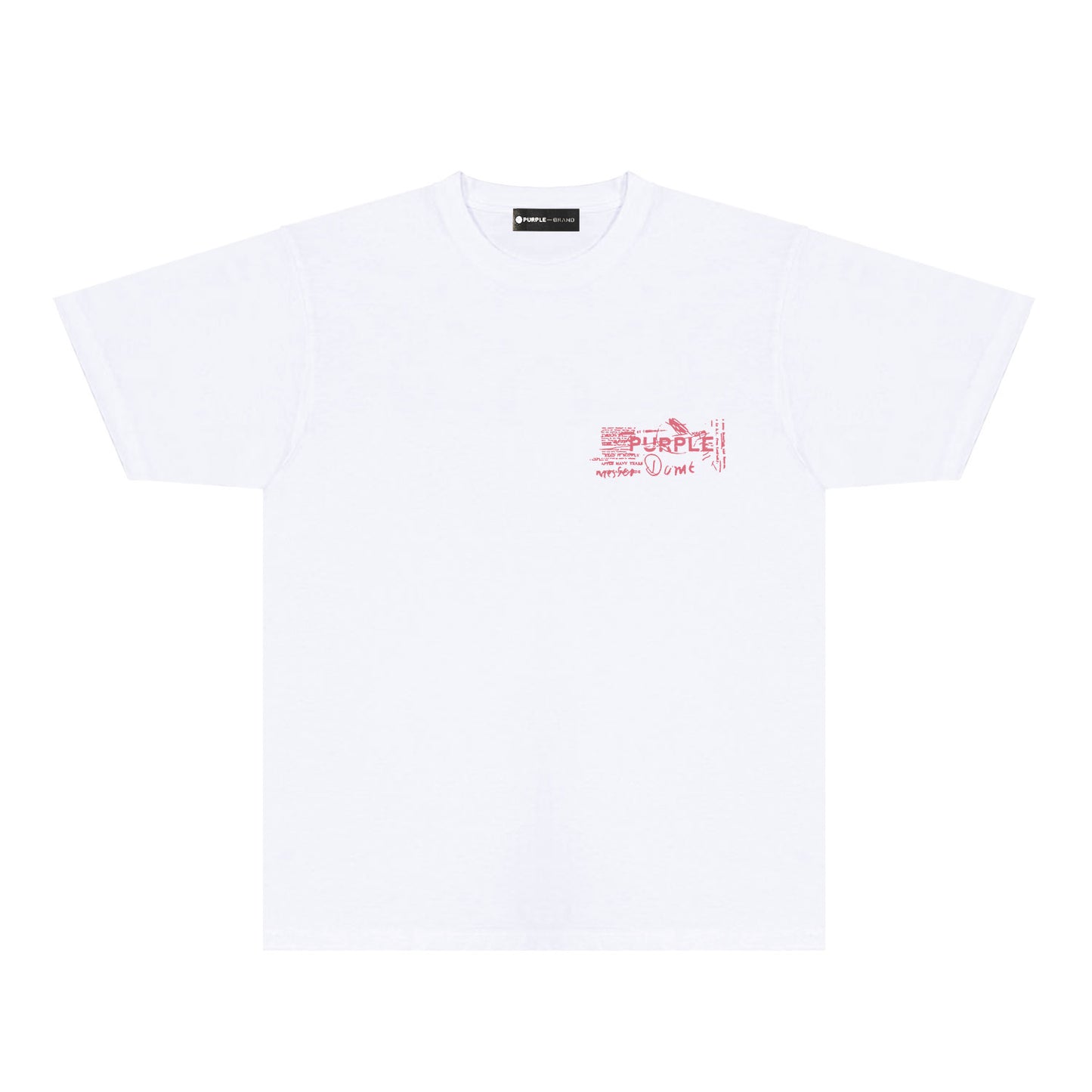 Purple Distressed Text Graphic T-Shirt Short Sleeve Casual Streetwear Tee PUR146