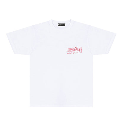 Purple Distressed Text Graphic T-Shirt Short Sleeve Casual Streetwear Tee PUR146