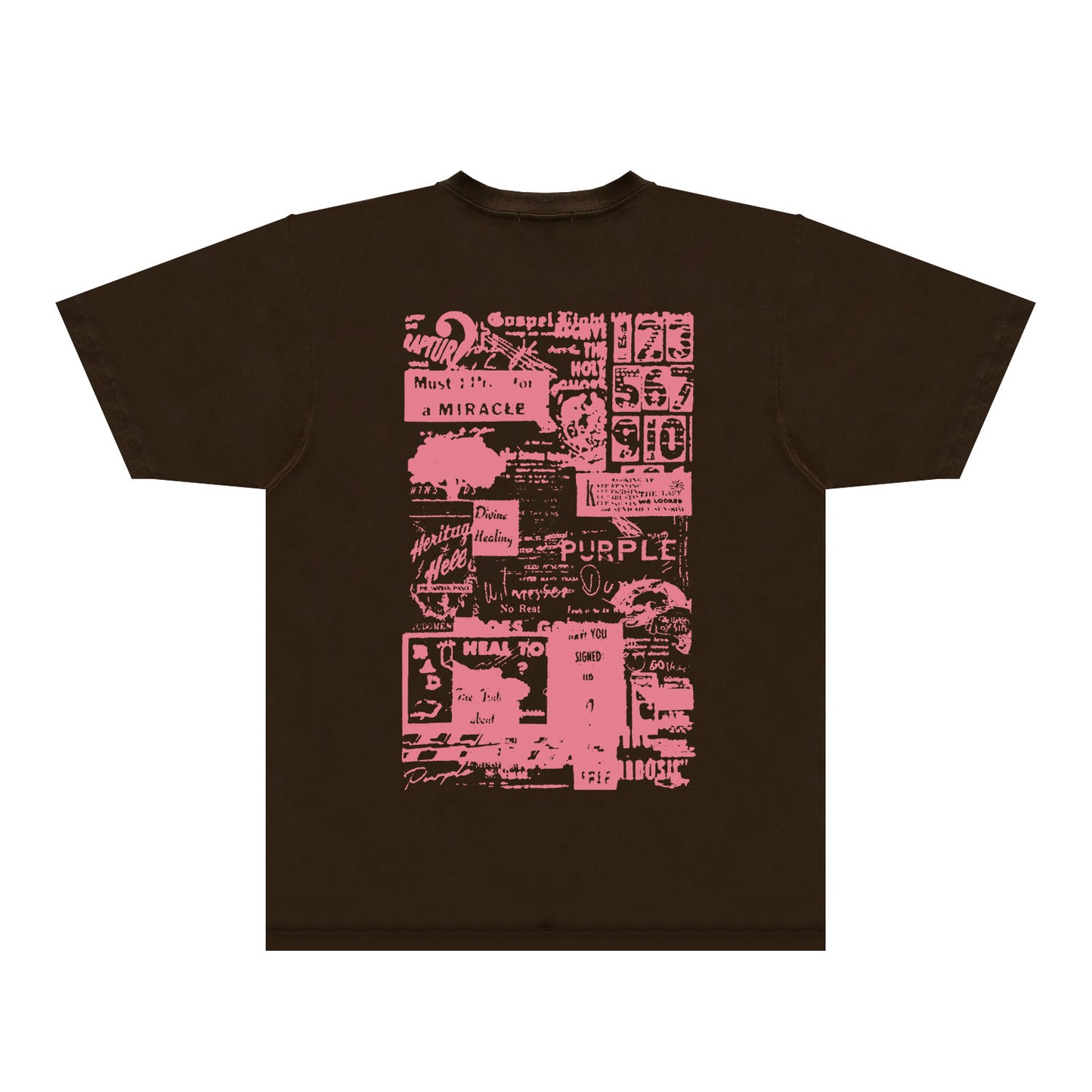Purple Distressed Text Graphic T-Shirt Short Sleeve Casual Streetwear Tee PUR146