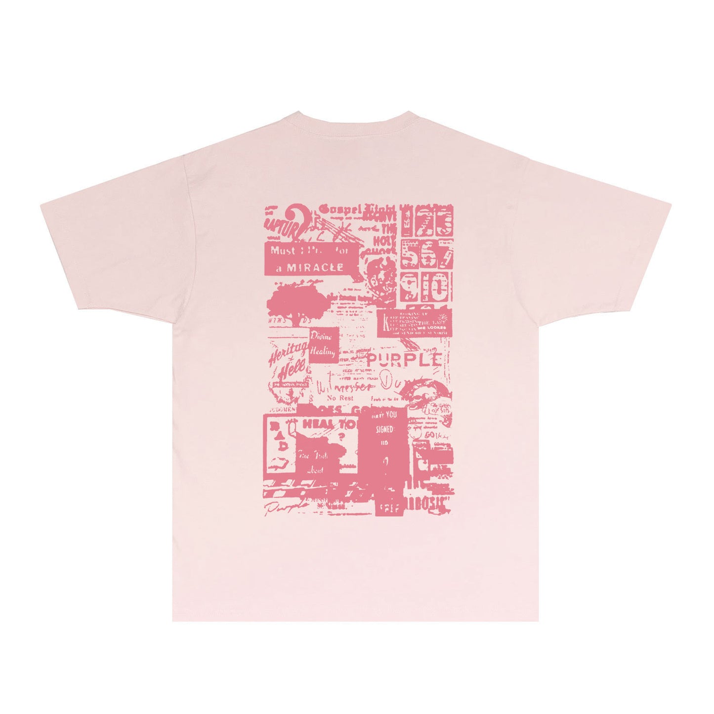 Purple Distressed Text Graphic T-Shirt Short Sleeve Casual Streetwear Tee PUR146