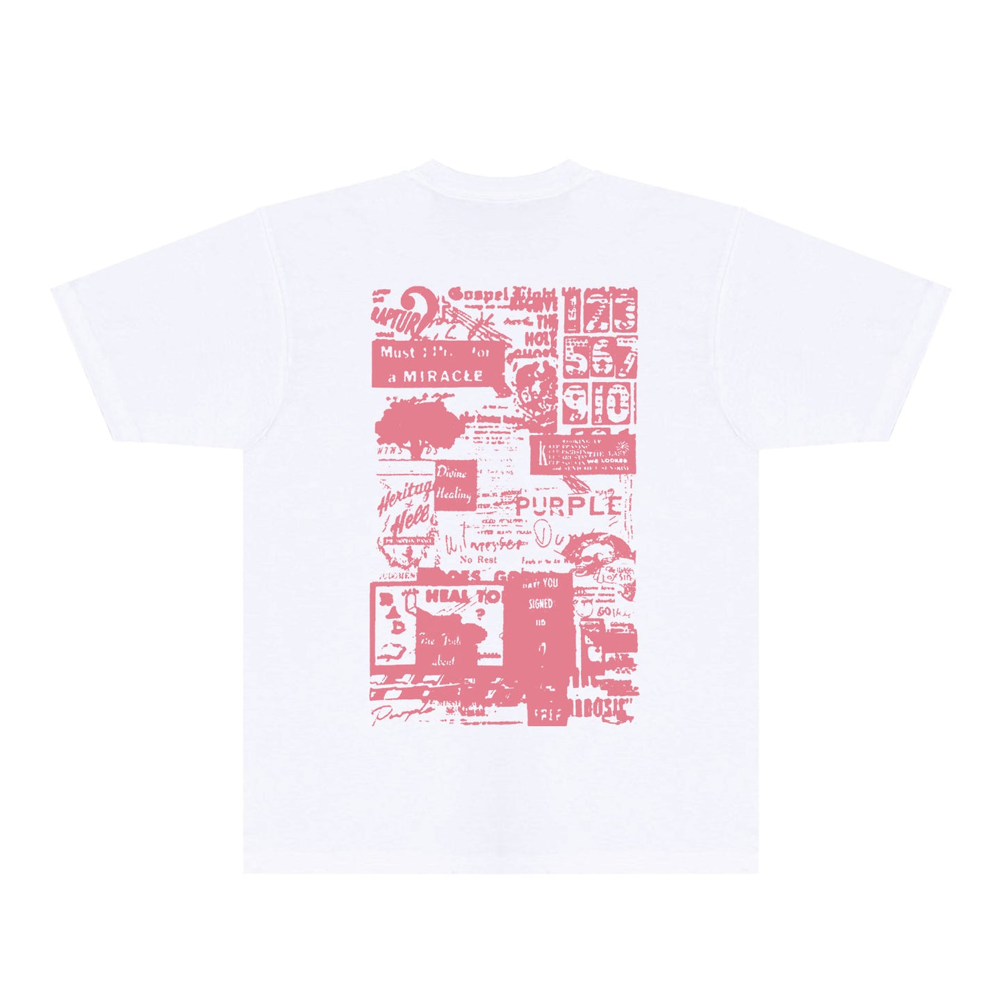 Purple Distressed Text Graphic T-Shirt Short Sleeve Casual Streetwear Tee PUR146