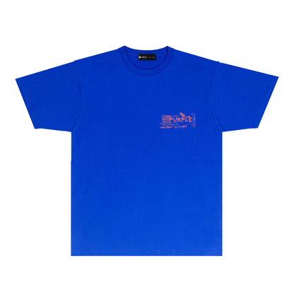 Purple Distressed Text Graphic T-Shirt Short Sleeve Casual Streetwear Tee PUR146