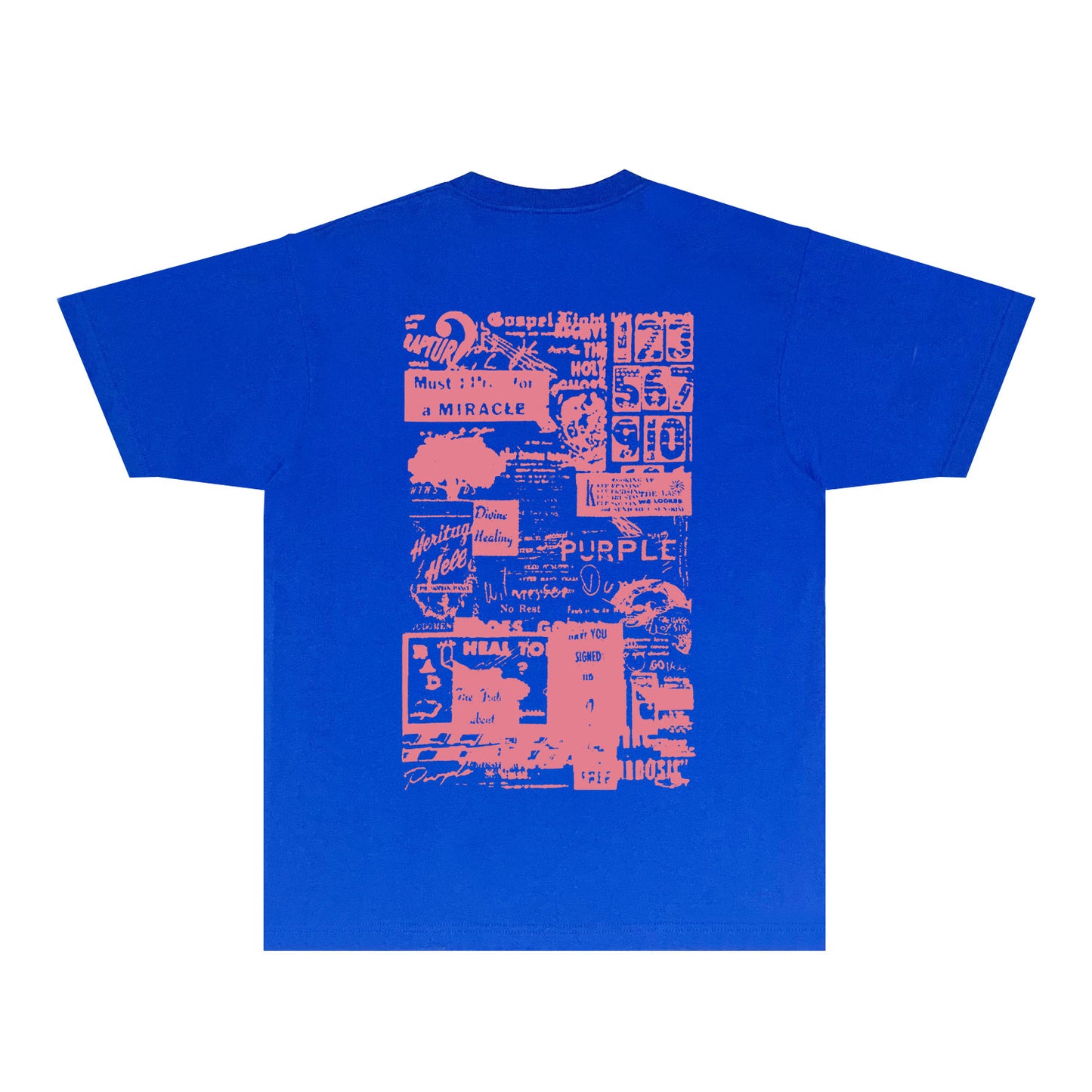 Purple Distressed Text Graphic T-Shirt Short Sleeve Casual Streetwear Tee PUR146