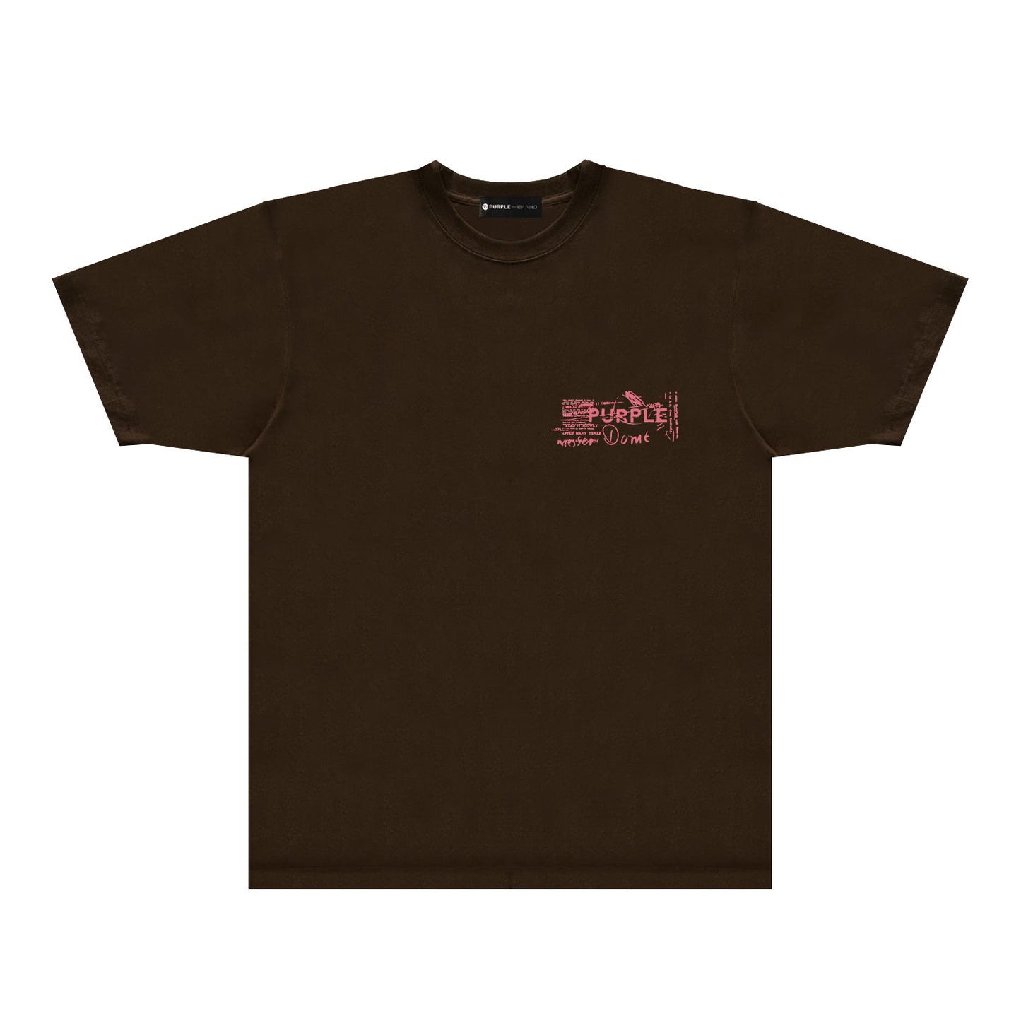 Purple Distressed Text Graphic T-Shirt Short Sleeve Casual Streetwear Tee PUR146