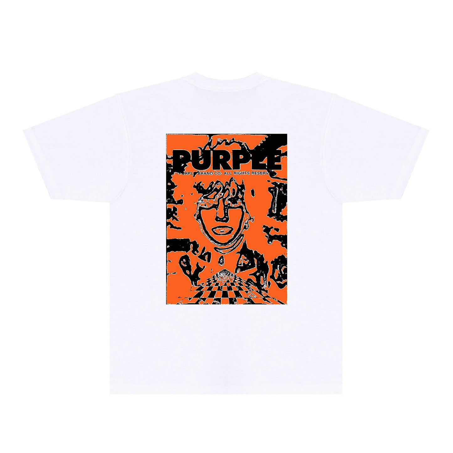Purple Orange Face Graphic T-Shirt Short Sleeve Casual Streetwear Tee PUR151