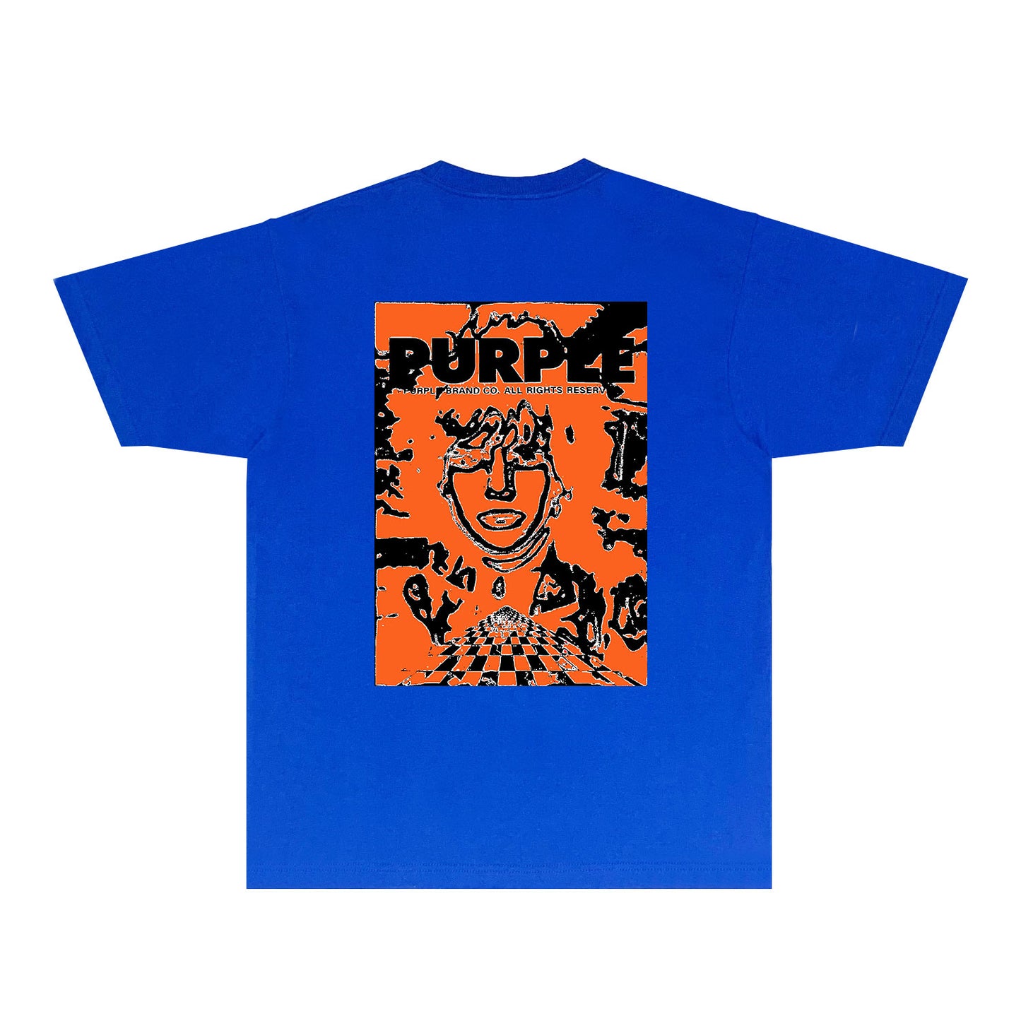 Purple Orange Face Graphic T-Shirt Short Sleeve Casual Streetwear Tee PUR151