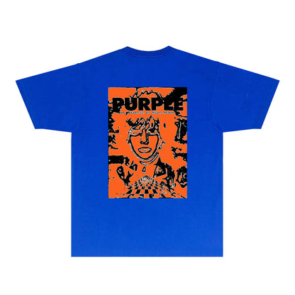 Purple Orange Face Graphic T-Shirt Short Sleeve Casual Streetwear Tee PUR151