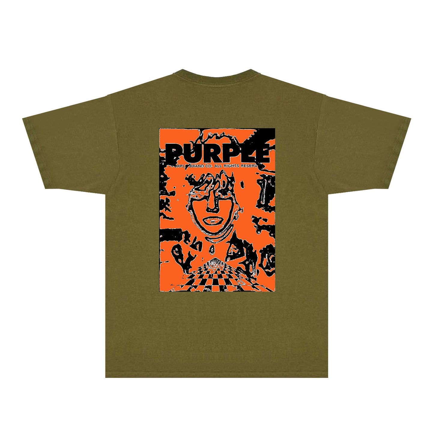 Purple Orange Face Graphic T-Shirt Short Sleeve Casual Streetwear Tee PUR151