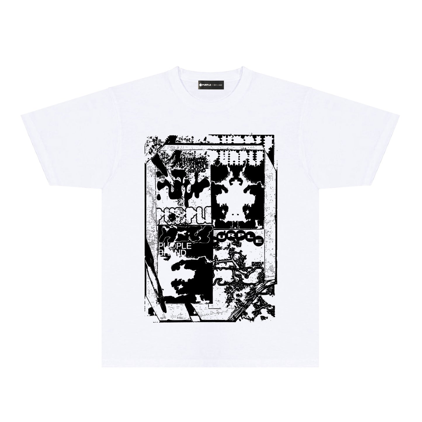Purple Graffiti Maze Graphic T-Shirt Short Sleeve Casual Streetwear Tee PUR153