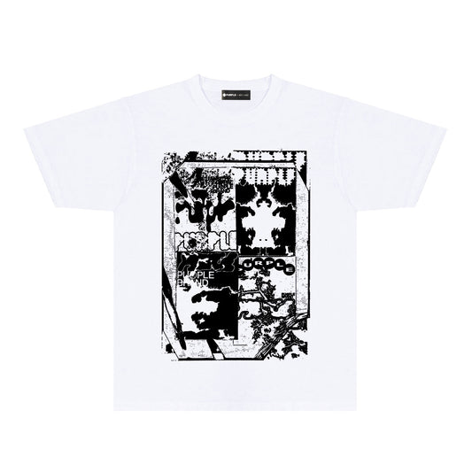 Purple Graffiti Maze Graphic T-Shirt Short Sleeve Casual Streetwear Tee PUR153