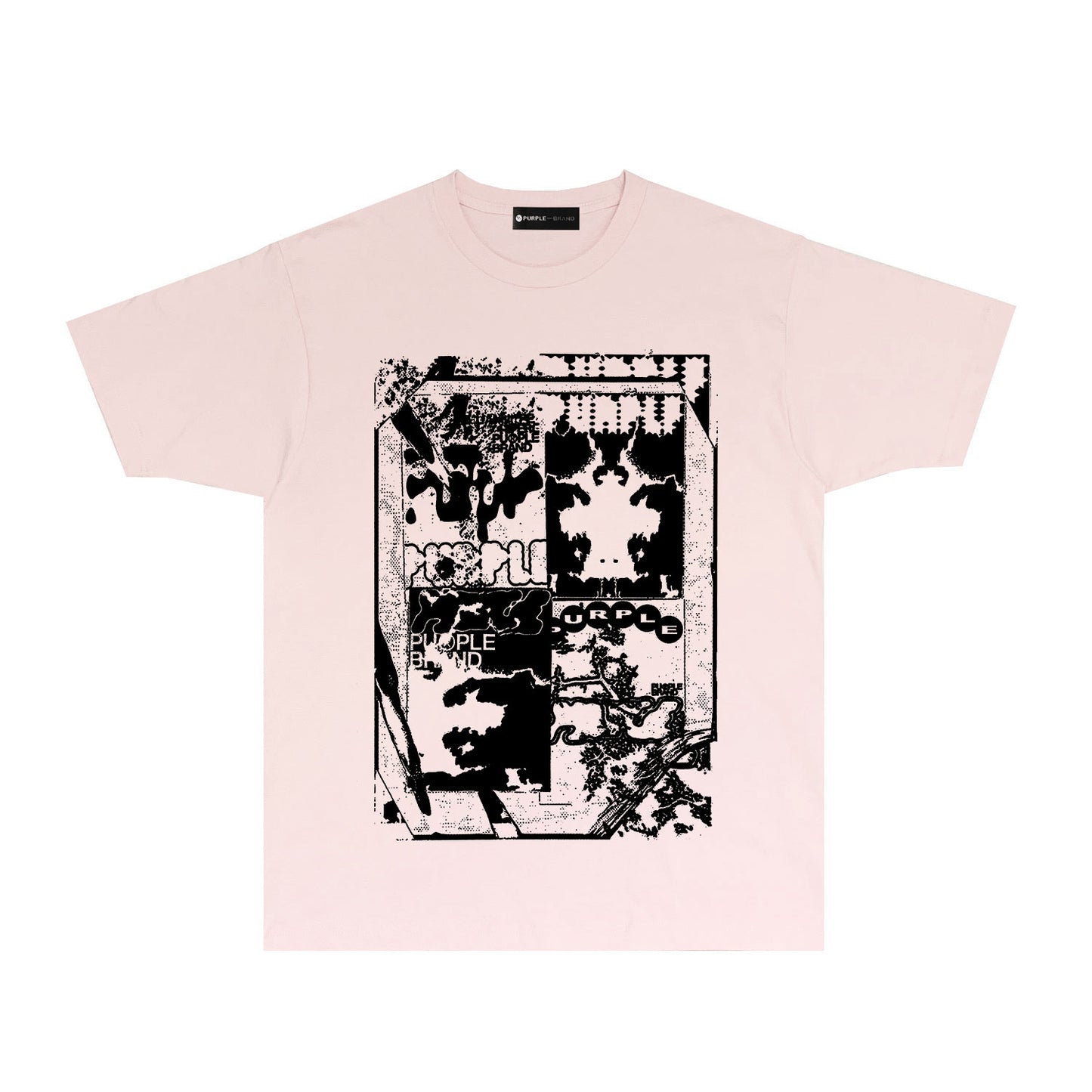 Purple Graffiti Maze Graphic T-Shirt Short Sleeve Casual Streetwear Tee PUR153