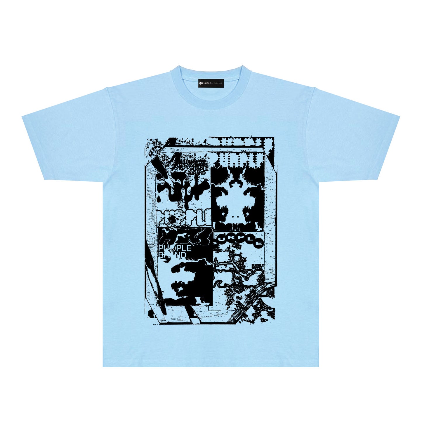 Purple Graffiti Maze Graphic T-Shirt Short Sleeve Casual Streetwear Tee PUR153