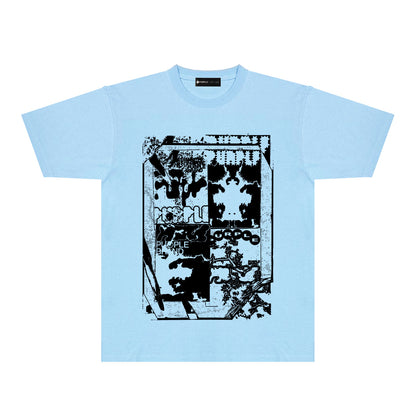 Purple Graffiti Maze Graphic T-Shirt Short Sleeve Casual Streetwear Tee PUR153